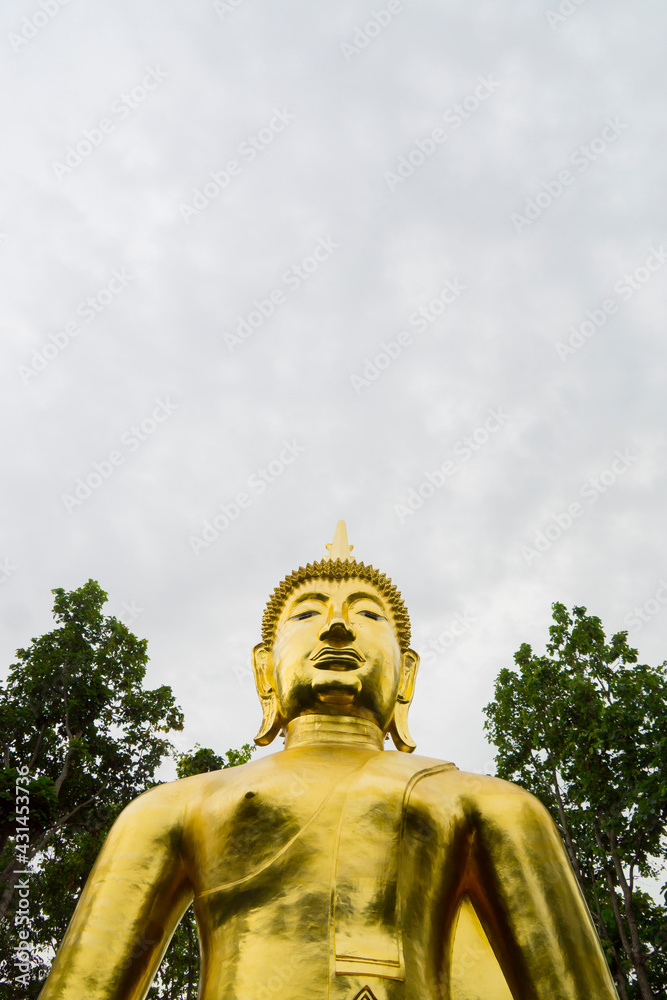 Thai people visit and pray golden biggest Shakyamuni buddha statue Thai people visit and pray golden biggest Shakyamuni buddha statue