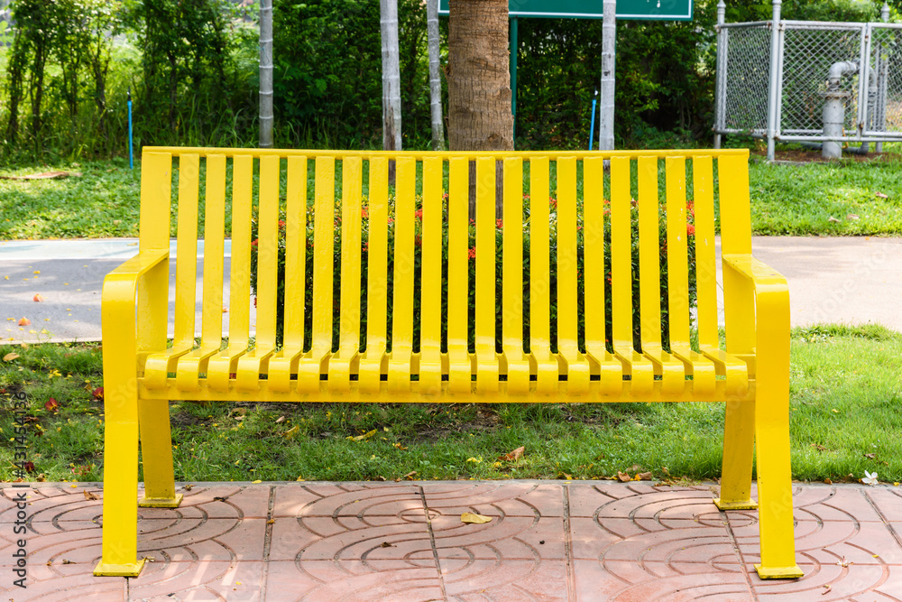 Colored yellow bench