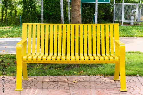 Colored yellow bench