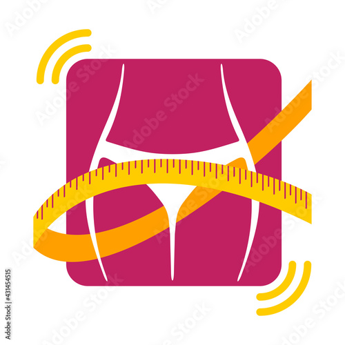 Losing weight square icon - diet, fitness, yoga