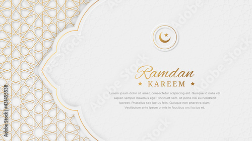 Ramadan Kareem Arabic Elegant Luxury Ornamental Islamic Background with Islamic Pattern Border and Decorative Ornament photo