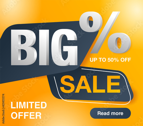 Big sale yellow cquare banner, limited offer