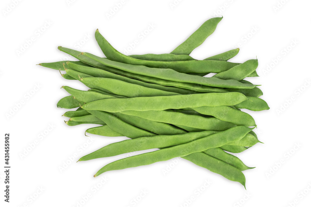 Green beans isolated on white background. Fresh vegetables. Green beans isolated on white background. Fresh vegetables.