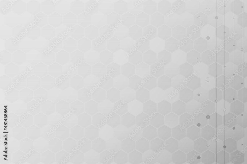 Abstract hexagon white and grey color background with particle line connection. Blank space template for presentation and design element. Abstract hexagon white and grey color background with particle line connection. Blank space template for presentation and design element.