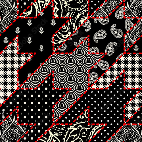 Patchwork textile pattern. Seamless quilting design background.