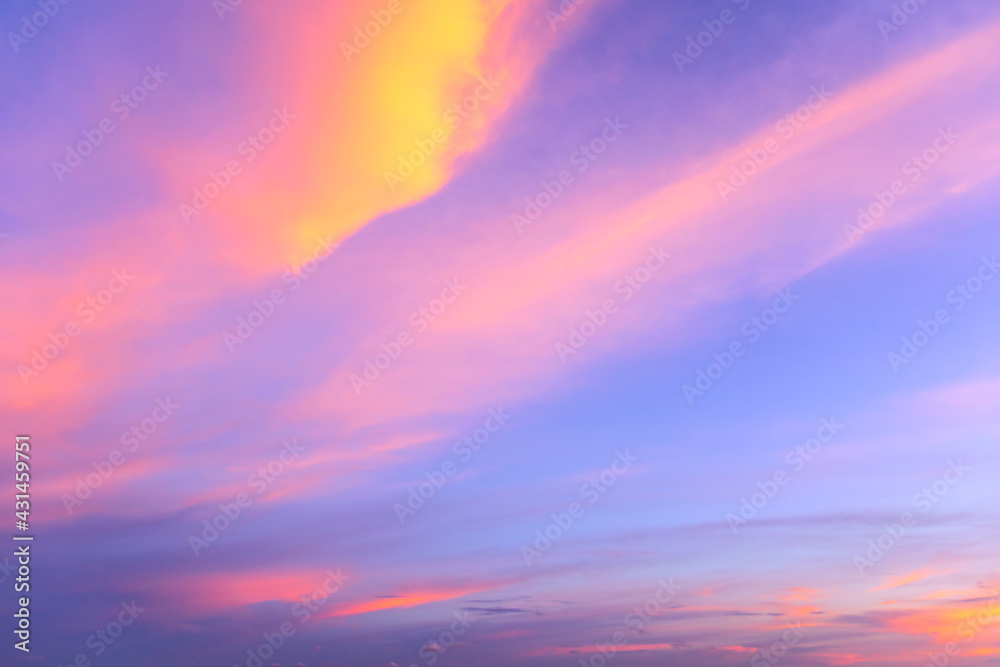 Colorful sunset sky over the sea in twilight time.