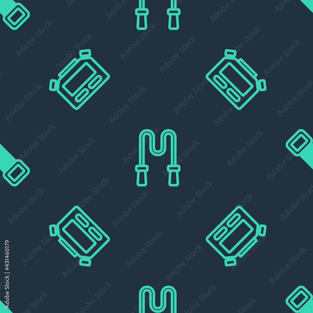 Set line Jump rope, Stopwatch and Chest expander on seamless pattern. Vector Set line Jump rope, Stopwatch and Chest expander on seamless pattern. Vector