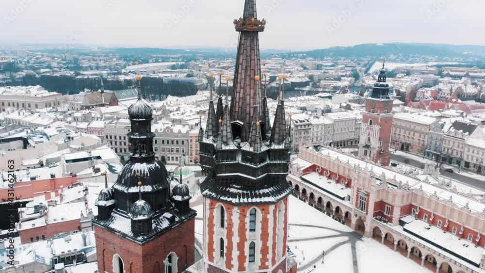Slowmotio footage of Old city center. Closeup of Adam Mickiewicz