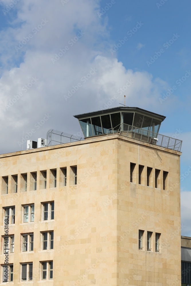 Air traffic control tower at Berlin Tempelhof airport, Germany 