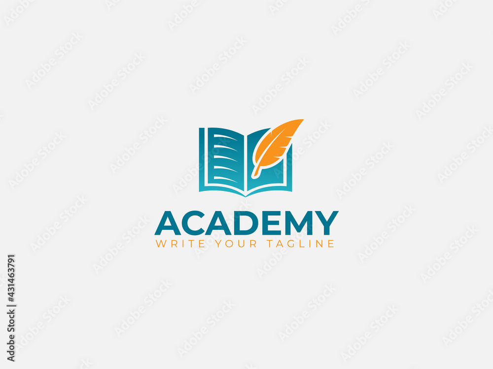 Education logo design with the book, Feathers. Education logo design with the book, Feathers.