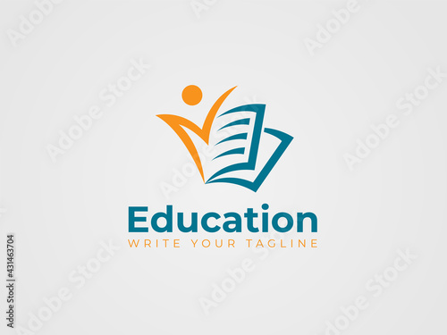 Education logo with people and book  sing
