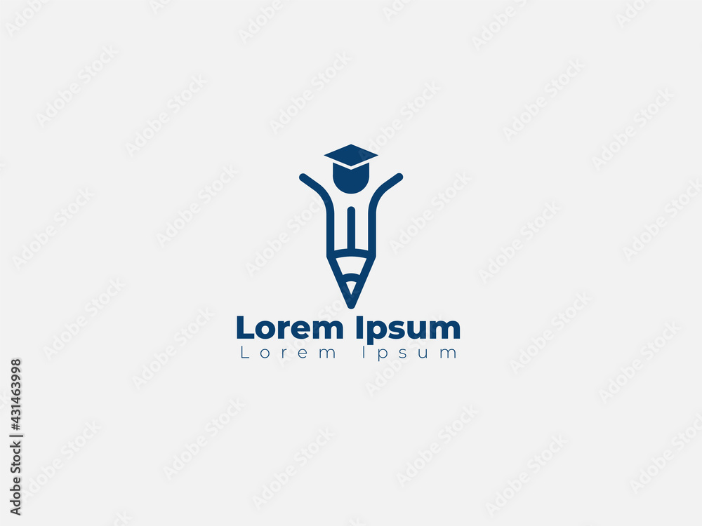 The logo design concept for education, happy study life, human concept, pen, cap. The logo design concept for education, happy study life, human concept, pen, cap.