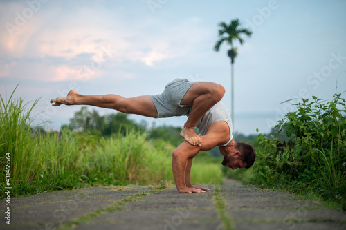 Man practice Yoga practice and meditation outdoor