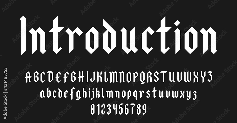 Set of alphabets font letters and numbers elegant antique vintage blackletter concept solid style vector illustration