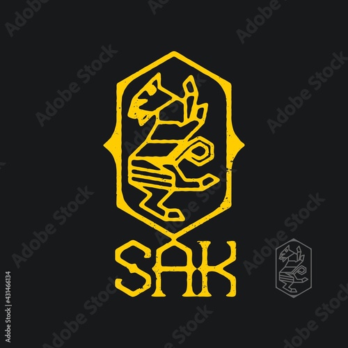 Logo for the ancient historical people 'SAK'. Elements: stylized leopard.