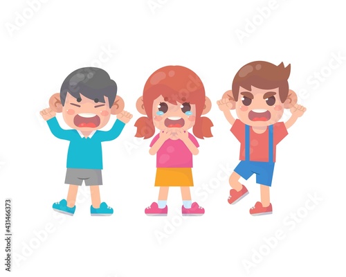 Little boys bully little girl until she cry Premium Vector
