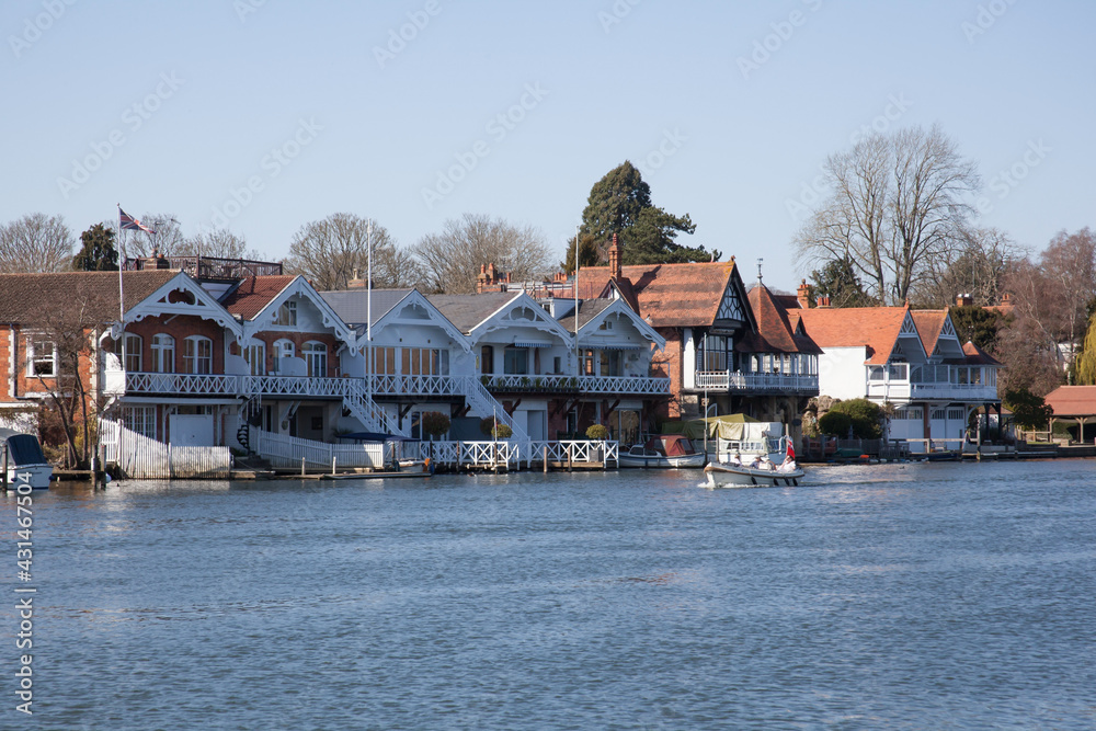 Fototapeta premium Riverside properties in Henley on Thames in Oxfordshire in the UK
