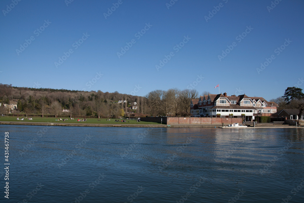 Views along the Thames at Henley on Thames in Oxfordshire in the UK