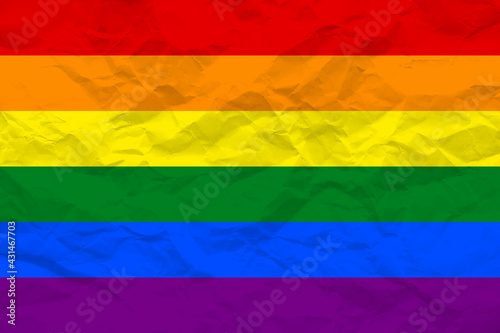 LGBT pride flag lesbian, gay, bisexual, transgender. Rainbow flag. Crumpled paper. Gay and lesbian love.