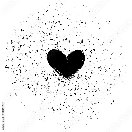 Grunge heart. Heart icon for graphic design. Grunge heart template. Valentines, romantic and love symbol