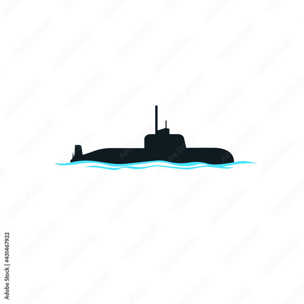 Submarine icon isolated on white background with sea. Military ship. Logo design template element. Submarine icon isolated on white background with sea. Military ship. Logo design template element.
