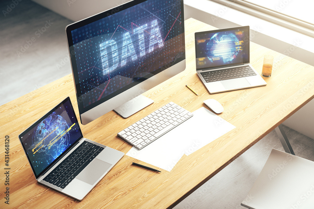 Creative Data word sign on modern laptop screen. 3D Rendering Creative Data word sign on modern laptop screen. 3D Rendering