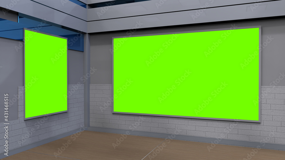 News Studio, Backdrop For TV Shows .TV On Wall.3D Virtual News Studio Background, 3d illustration News Studio, Backdrop For TV Shows .TV On Wall.3D Virtual News Studio Background, 3d illustration
