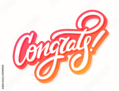 Congrats. Greeting card. Vector handwritten lettering.