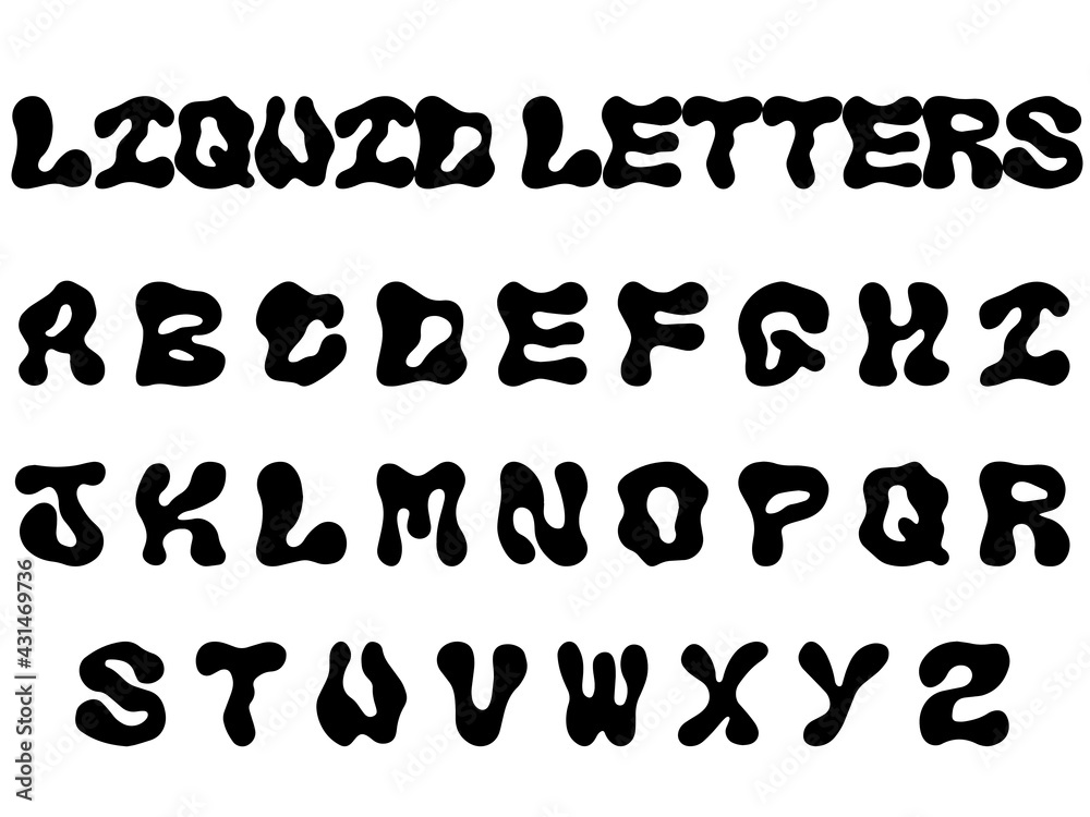 Liquid alphabet letters, vector illustration Liquid alphabet letters, vector illustration