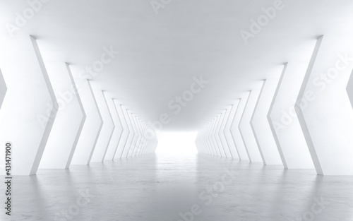 White Abstract Tunnel design. 3D rendering