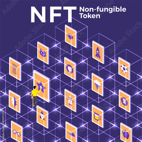 NFT Non-Fungible Token Vector Illustrations
