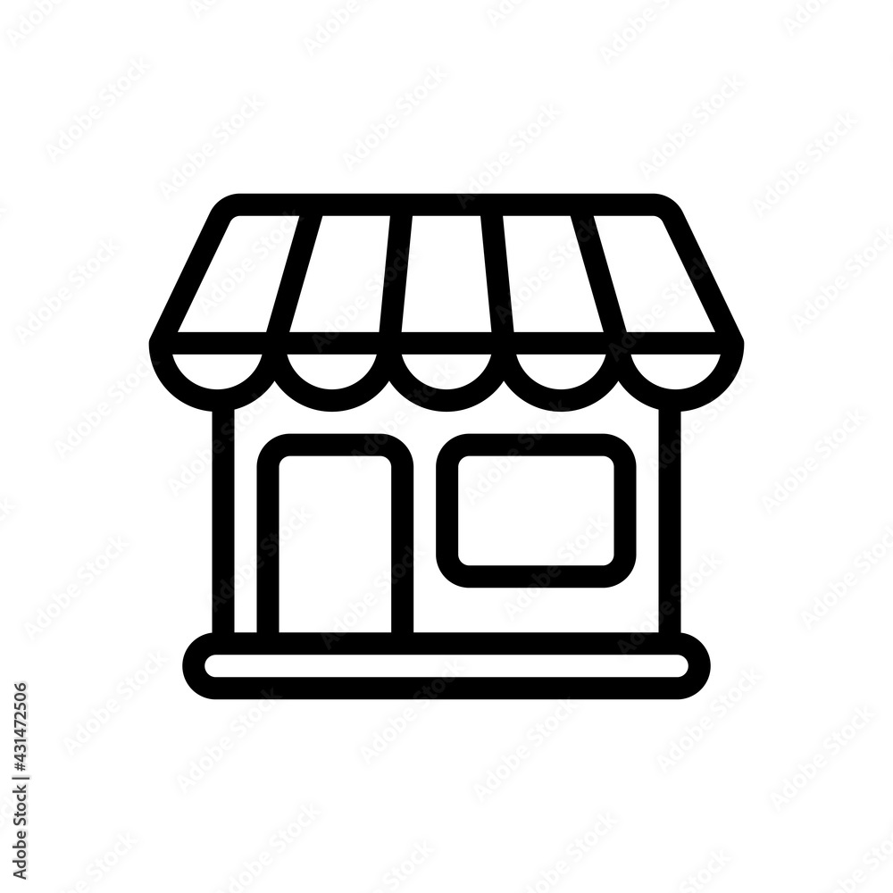 Simple icon of store, small business. Black linear icon with editable stroke on white background