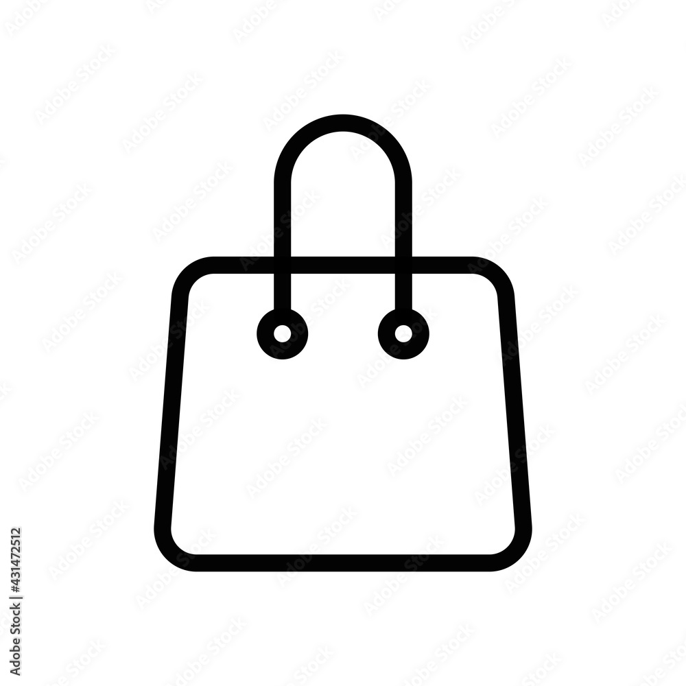 Shopping paper bag, simple business icon. Black linear icon with editable stroke on white background Shopping paper bag, simple business icon. Black linear icon with editable stroke on white background