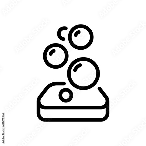 Soap for hands, personal sanitizer. Black linear icon with editable stroke on white background