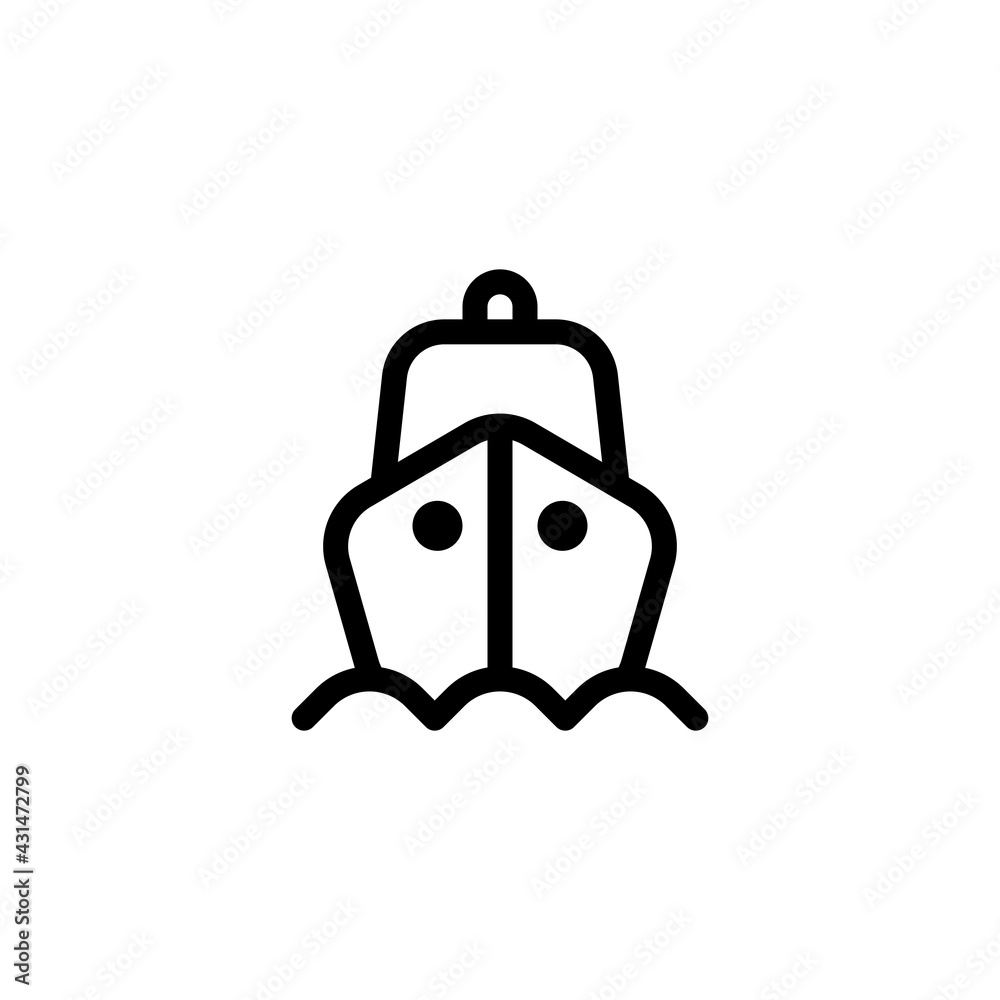 Fototapeta premium Cruise ship, ocean liner, sea boat. Black linear icon with editable stroke on white background