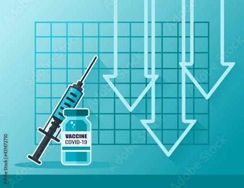 Covid-19 Vaccine Price Value Demand Stock Market Decrease Drop Fall Down Statistic Report with Graph Chart Diagram Illustration Vector. Can be Used for Digital and Printable Infographic. 