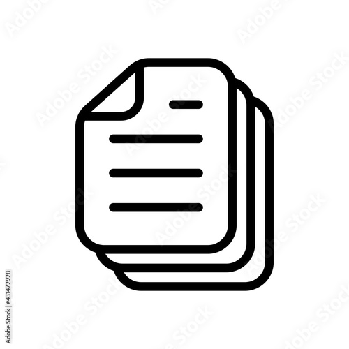 Sheets of book or magazine, stack of paper documents, business icon. Black linear icon with editable stroke on white background