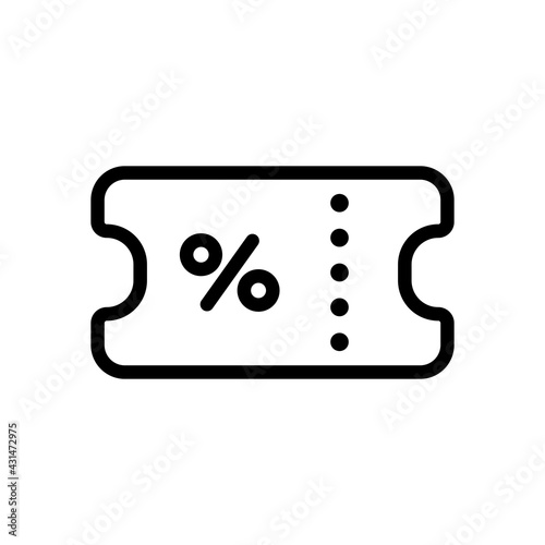 Discount coupon, simple ticket icon. Black linear icon with editable stroke on white background