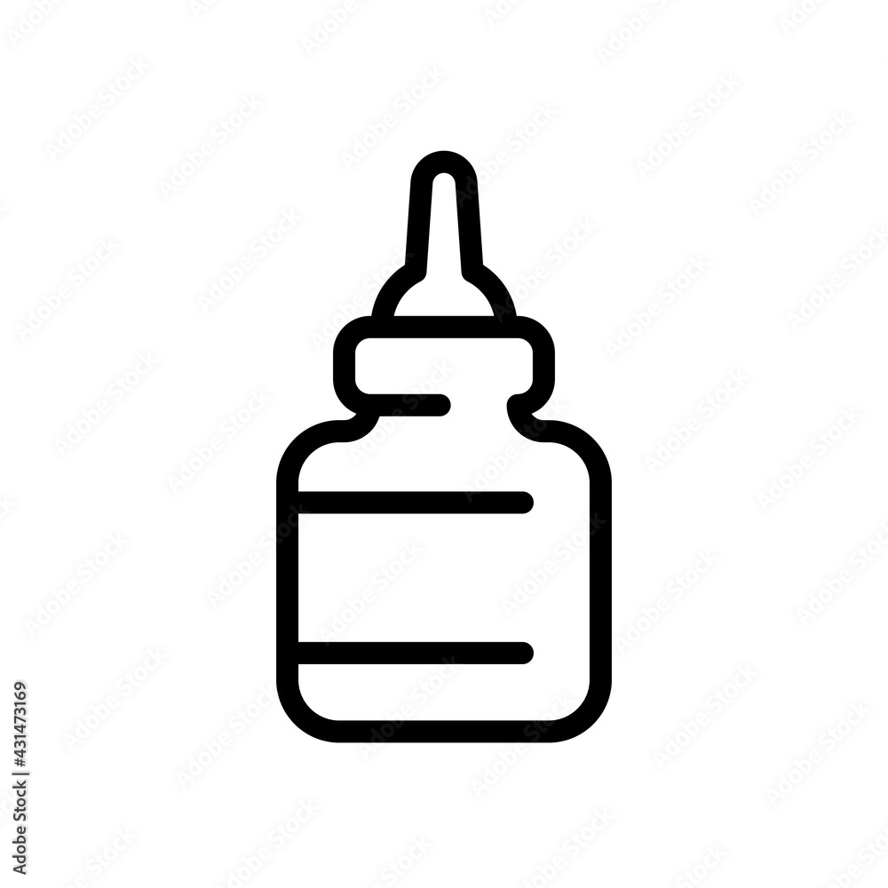 Eye or nasal drops, dropper, medical icon. Black linear icon with editable stroke on white background Eye or nasal drops, dropper, medical icon. Black linear icon with editable stroke on white background