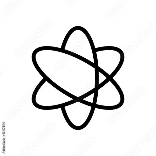 Scientific atom, simple icon. Black linear icon with editable stroke on white background