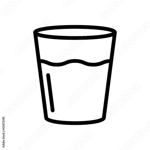 Glass of water, cup with drink, simple icon. Black linear icon with editable stroke on white background