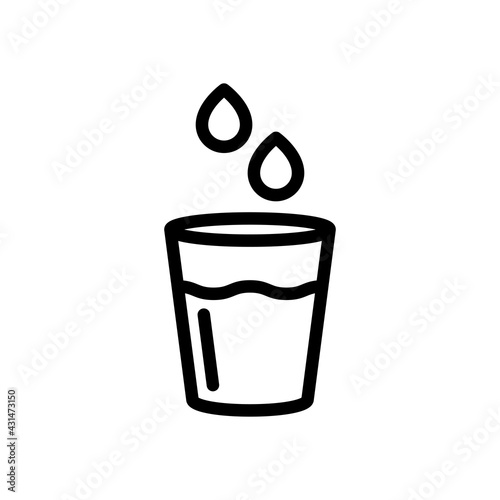 Glass of water, cup with drink, simple icon. Black linear icon with editable stroke on white background