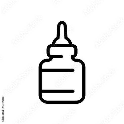 Eye or nasal drops, dropper, medical icon. Black linear icon with editable stroke on white background