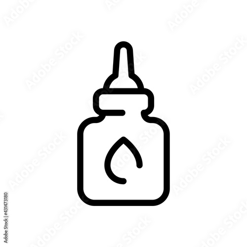 Eye or nasal drops, dropper, medical icon. Black linear icon with editable stroke on white background