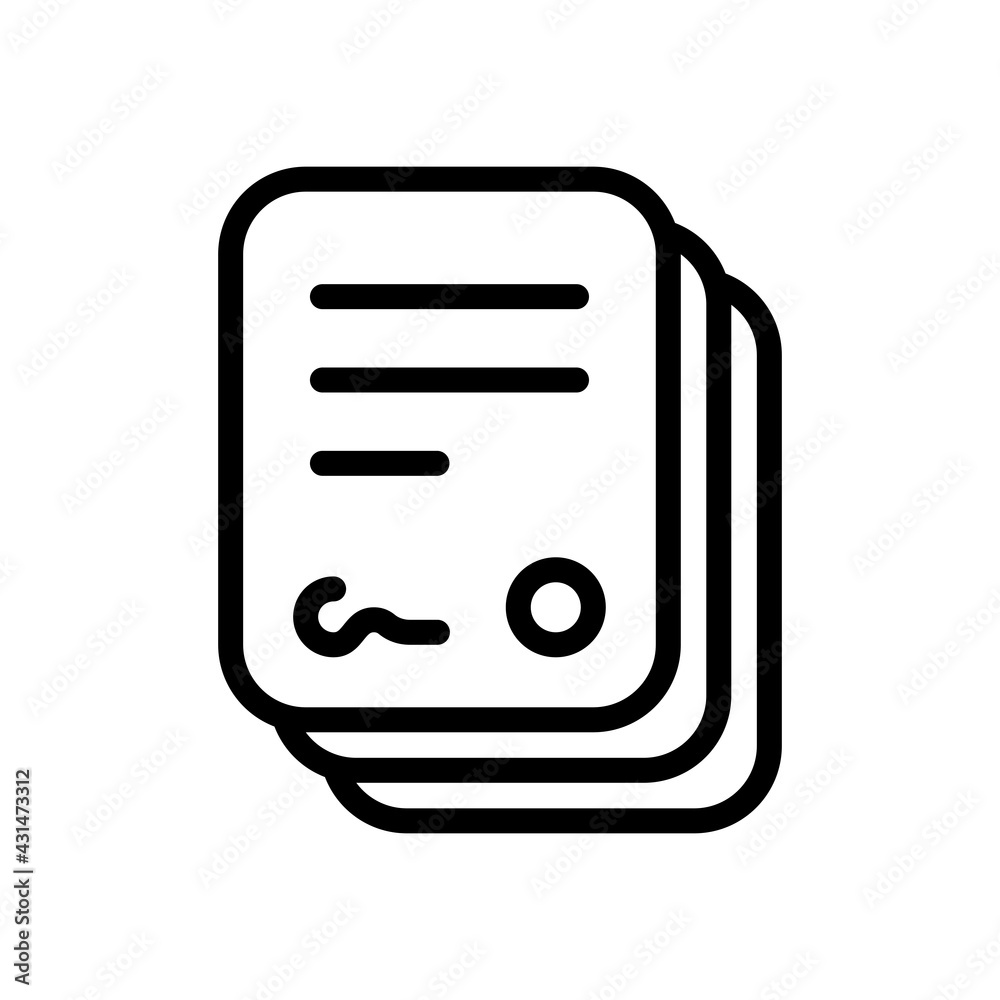 Stack of documents of papers, business icon. Black linear icon with editable stroke on white background Stack of documents of papers, business icon. Black linear icon with editable stroke on white background