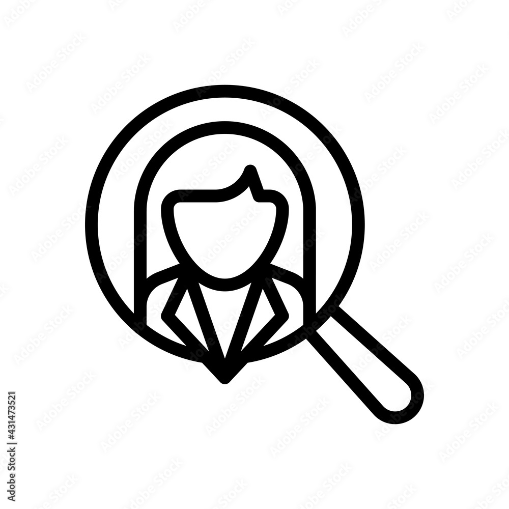 Human Resource, recruit to a job, search experts, talent people, business icon. Black linear icon with editable stroke on white background Human Resource, recruit to a job, search experts, talent people, business icon. Black linear icon with editable stroke on white background