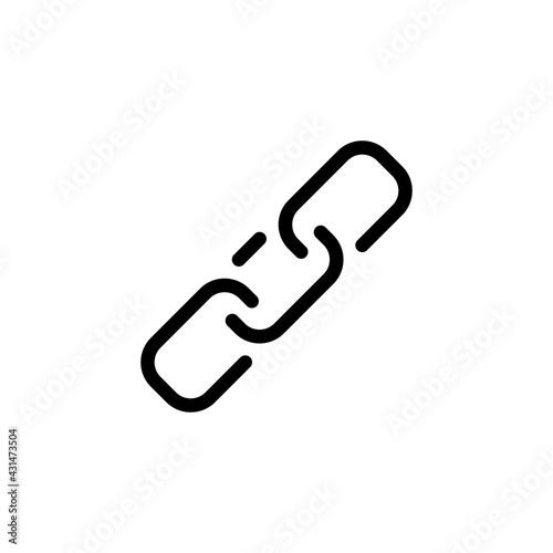 Simple link icon, metal chain, hyperlink symbol. Black linear icon with editable stroke on white background