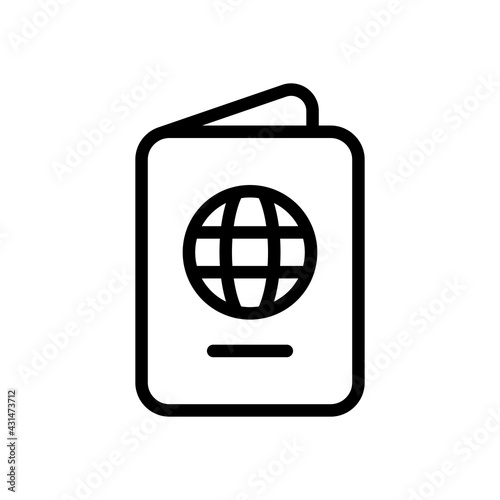 International passport, national document, simple icon. Black linear icon with editable stroke on white background