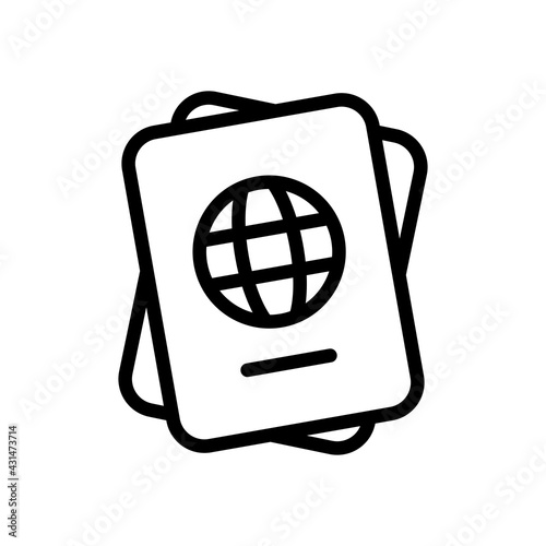 International passport, national document, simple icon. Black linear icon with editable stroke on white background