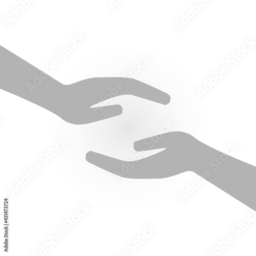 two hands on a white background, vector illustration